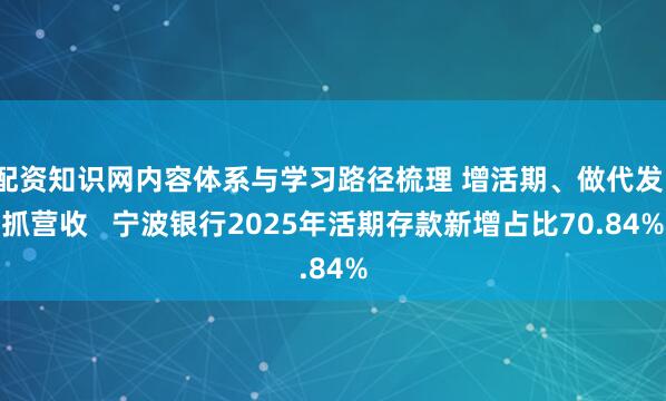 配资知识网内容体系与学习路径梳理 增活期、做代发、抓营收   宁波银行2025年活期存款新增占比70.84%
