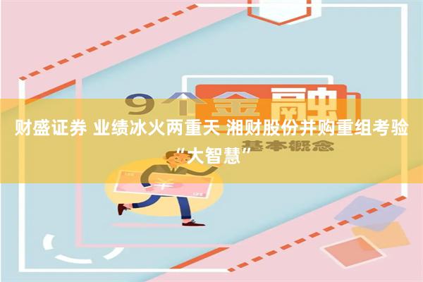财盛证券 业绩冰火两重天 湘财股份并购重组考验“大智慧”