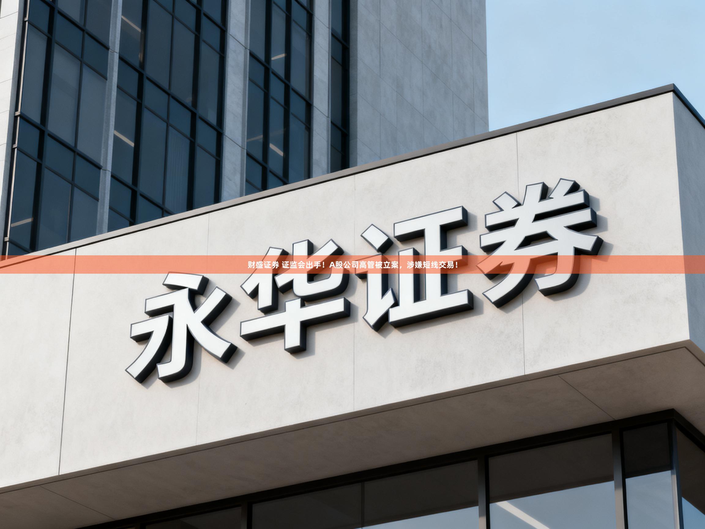 财盛证券 证监会出手！A股公司高管被立案，涉嫌短线交易！